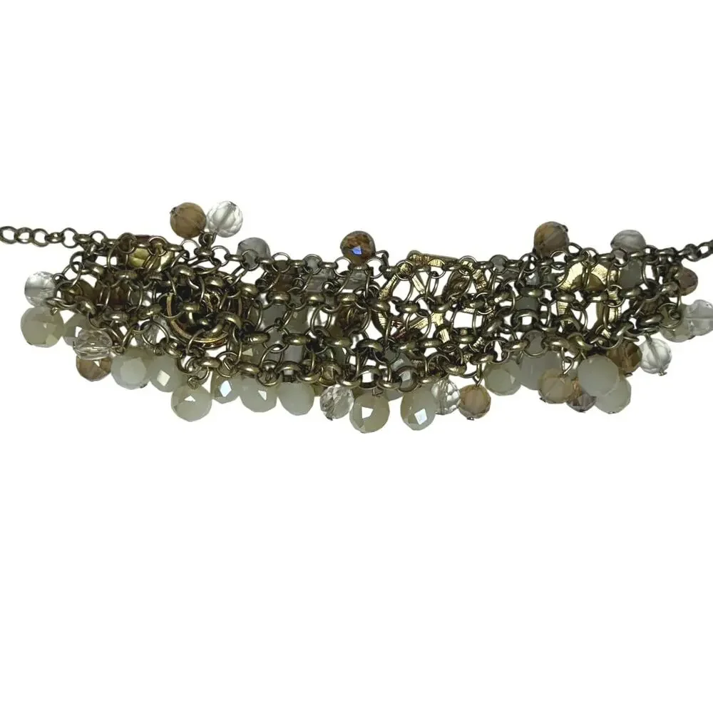 Gold Silver Crystal Cluster Statement Necklace Adjustable 18-21